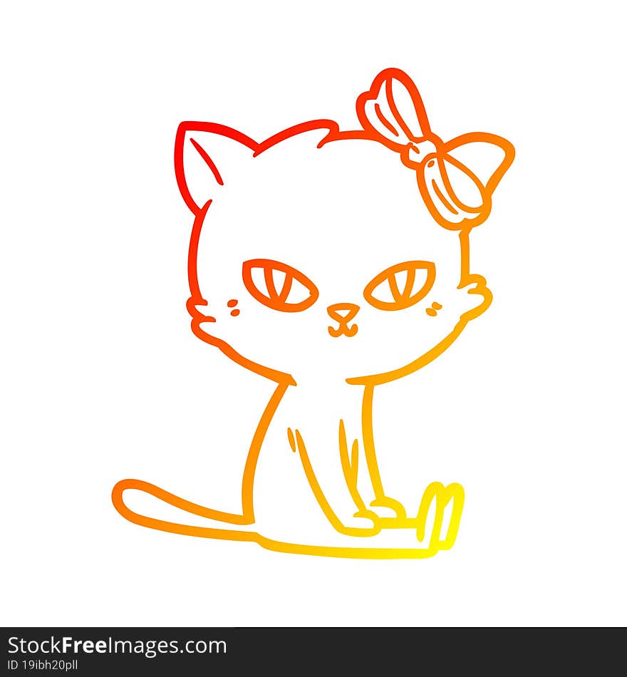 warm gradient line drawing cute cartoon cat