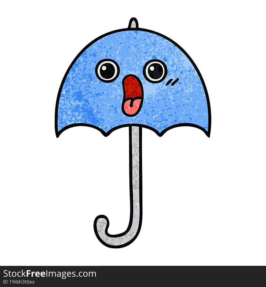 retro grunge texture cartoon umbrella