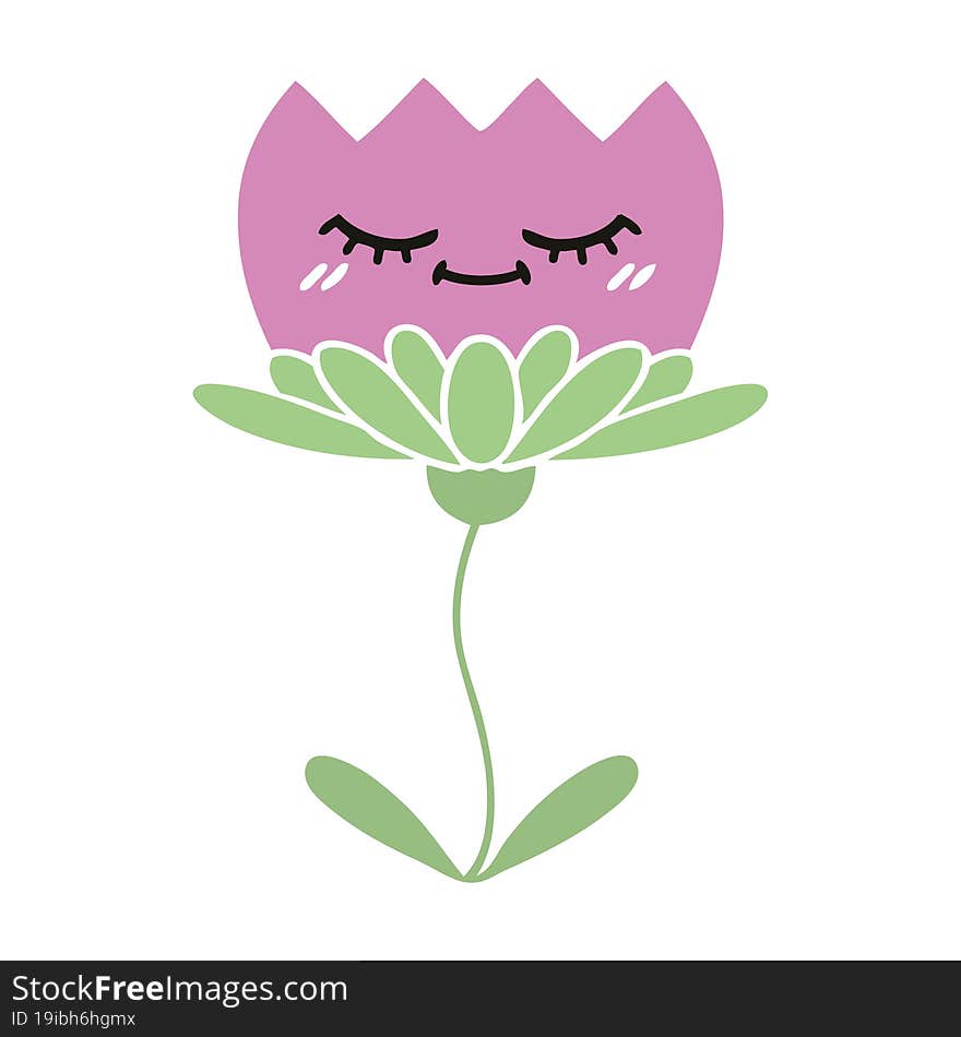 flat color retro cartoon flower