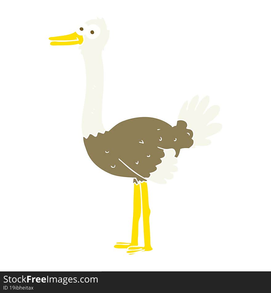 flat color illustration of a cartoon ostrich