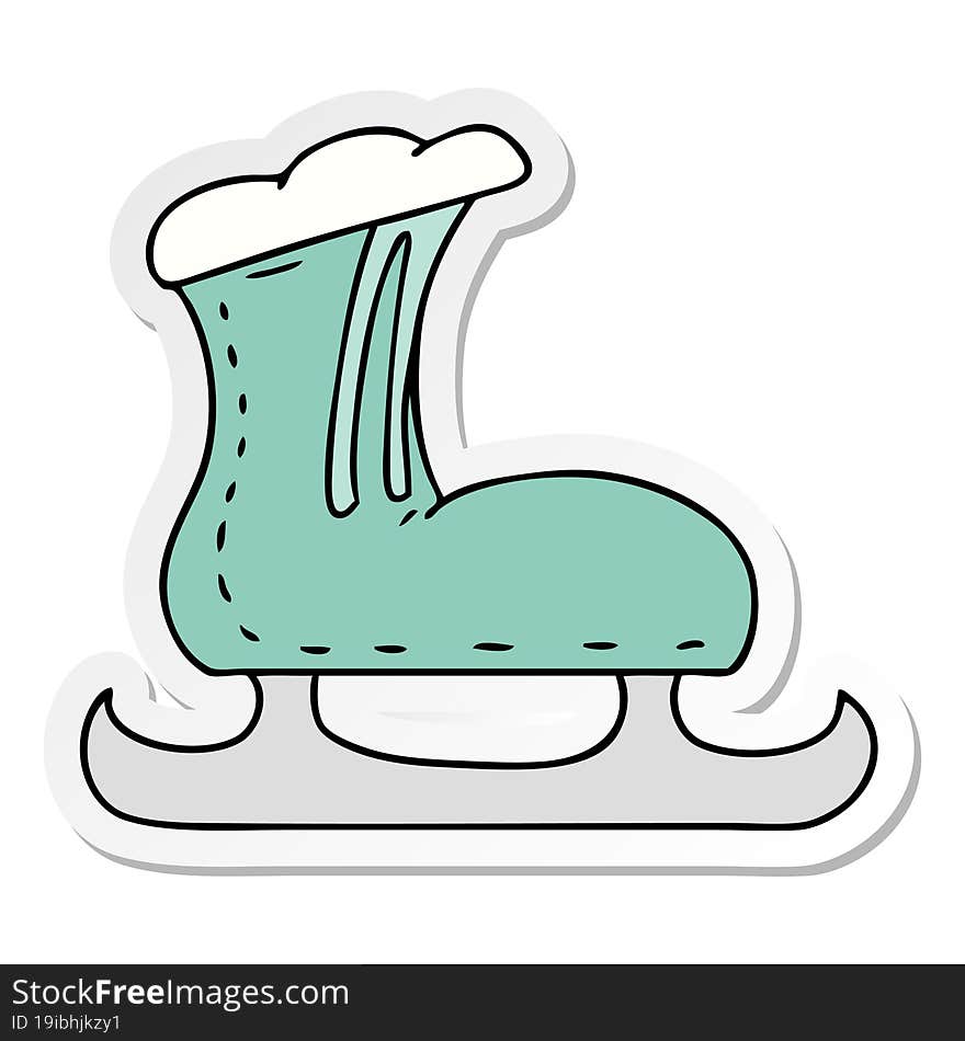 hand drawn sticker cartoon doodle of an ice skate boot