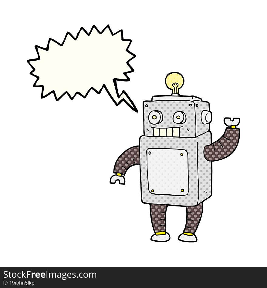 comic book speech bubble cartoon robot