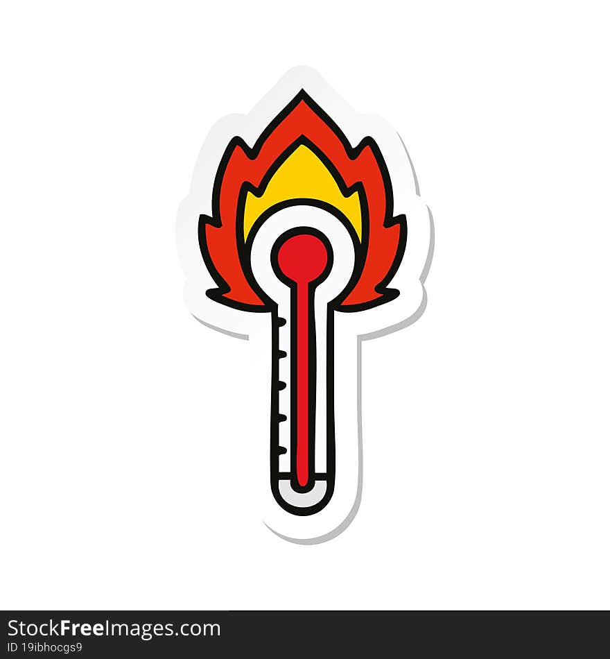 sticker of a cute cartoon hot glass thermometer