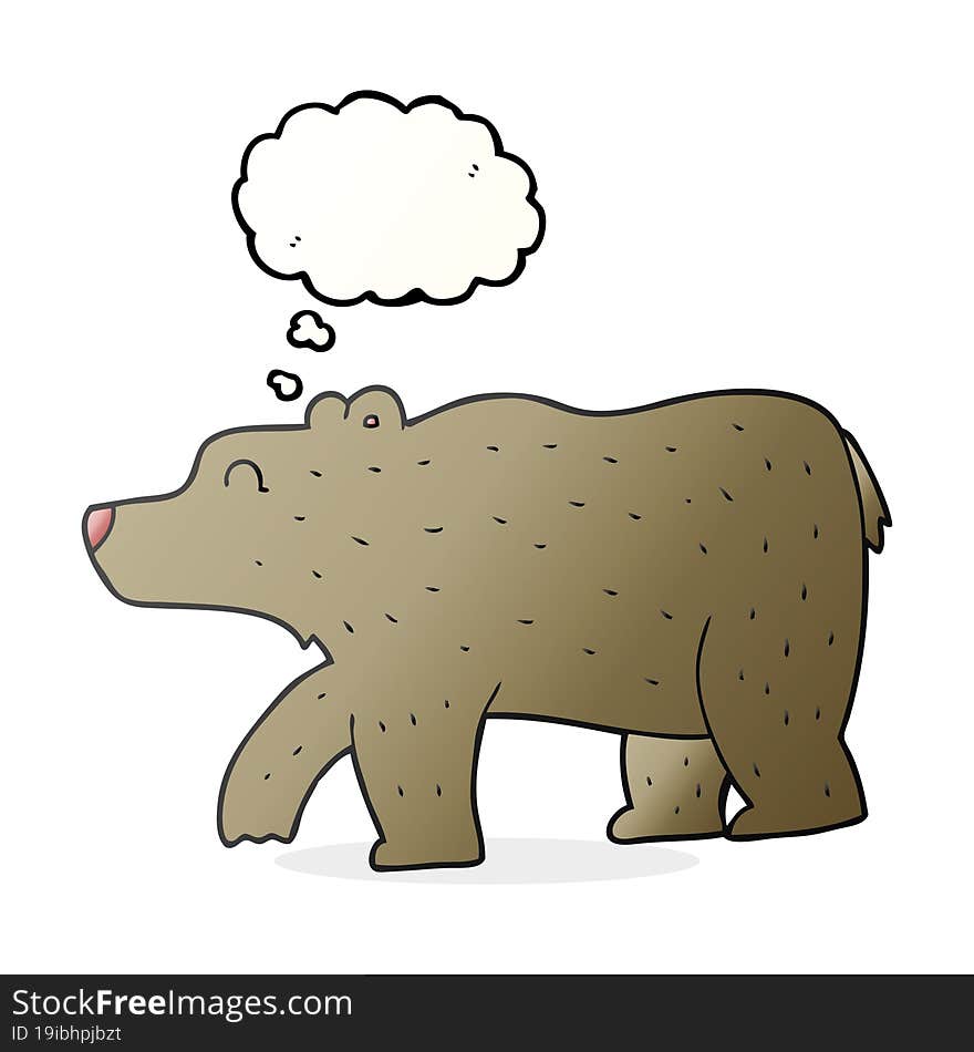 freehand drawn thought bubble cartoon bear