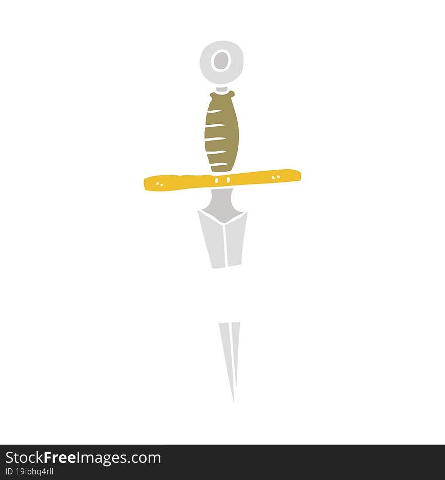 Flat Color Illustration Of A Cartoon Dagger Tattoo Symbol