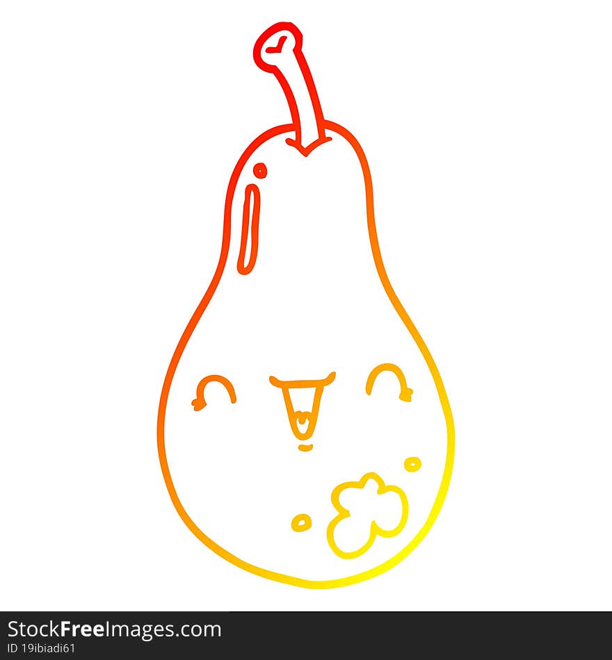 warm gradient line drawing cartoon pear