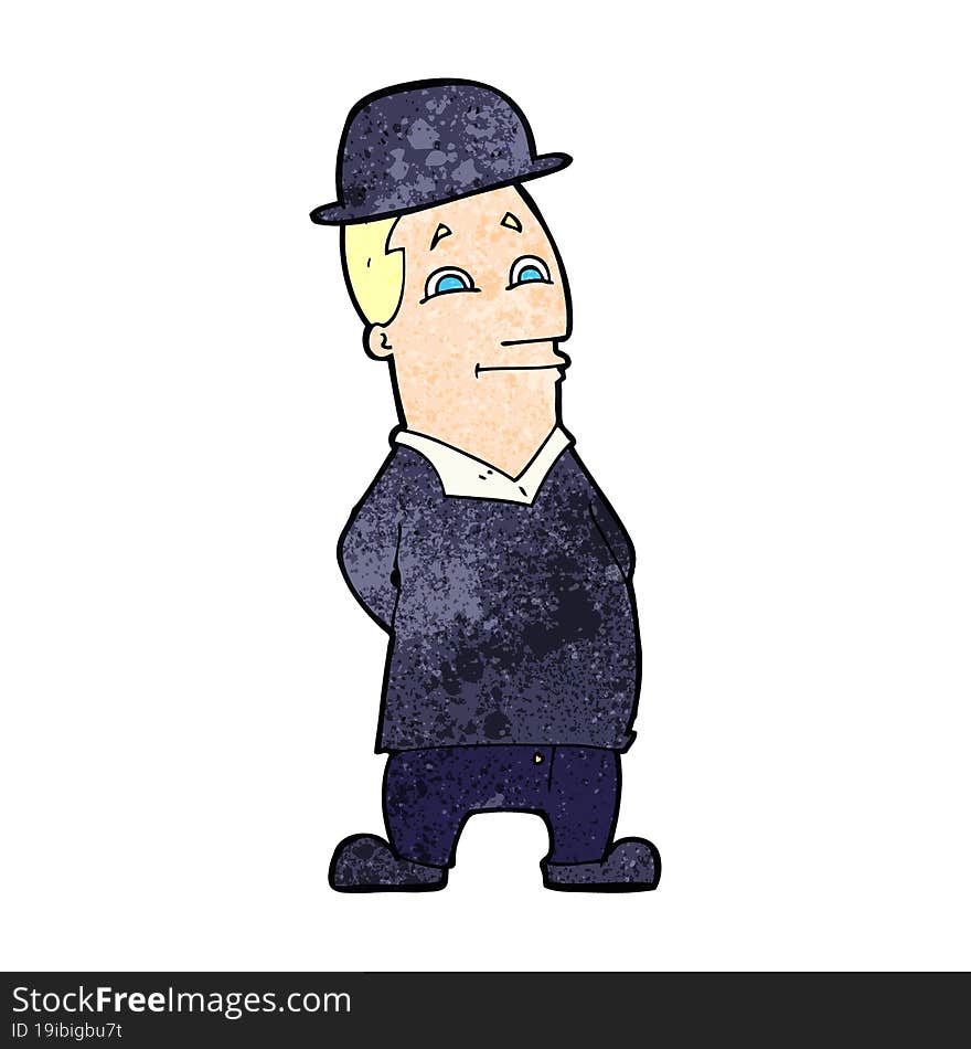 cartoon man wearing bowler hat