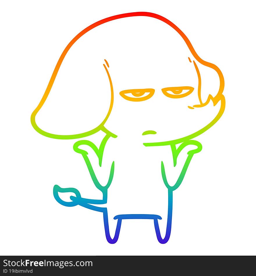 rainbow gradient line drawing annoyed cartoon elephant