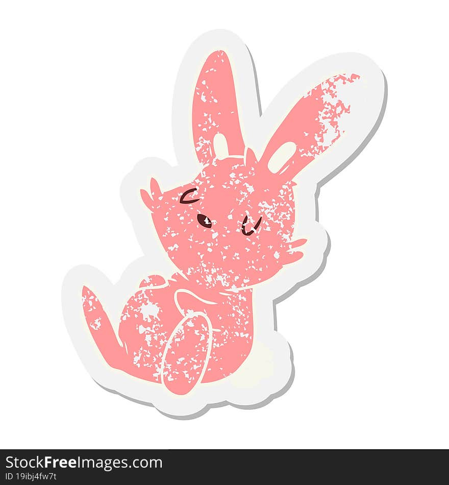 Cartoon Rabbit Sleeping Grunge Sticker