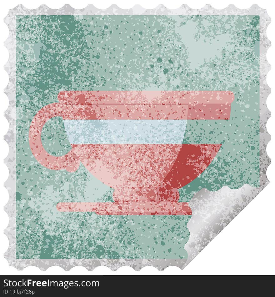 coffee cup graphic square sticker stamp. coffee cup graphic square sticker stamp