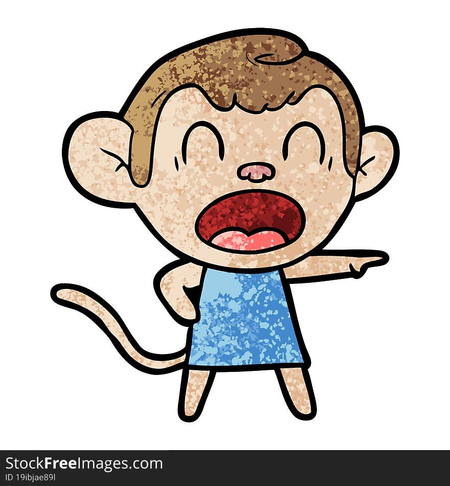 shouting cartoon monkey pointing. shouting cartoon monkey pointing