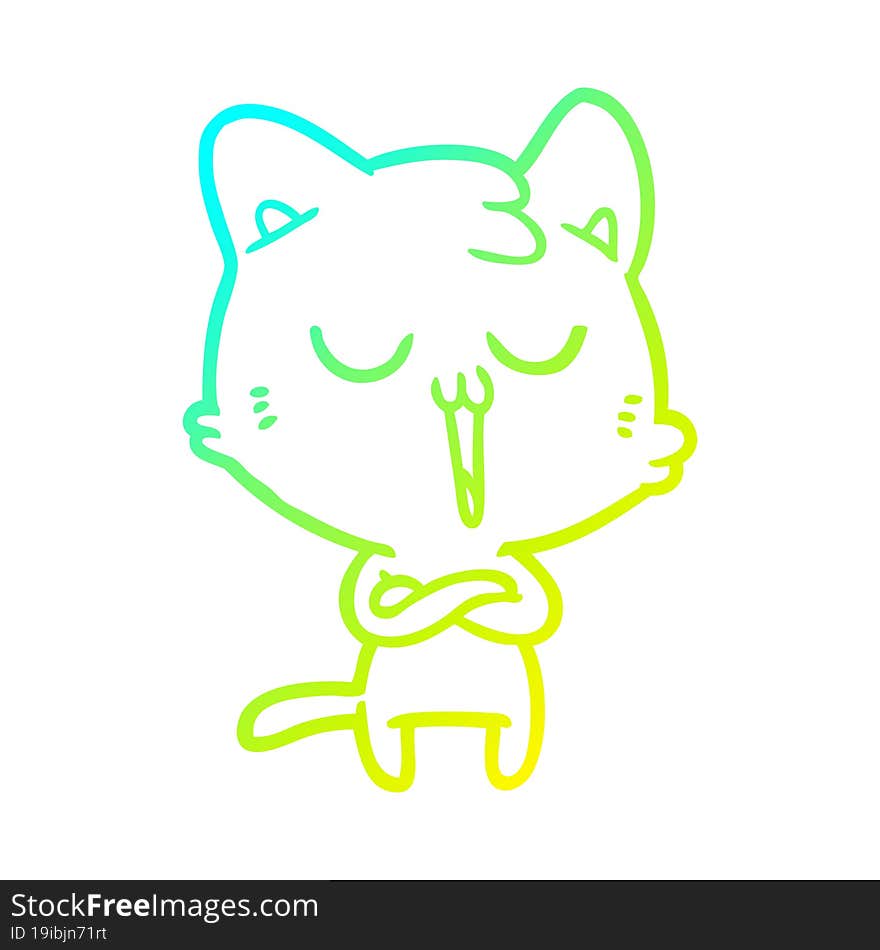 cold gradient line drawing cartoon cat singing