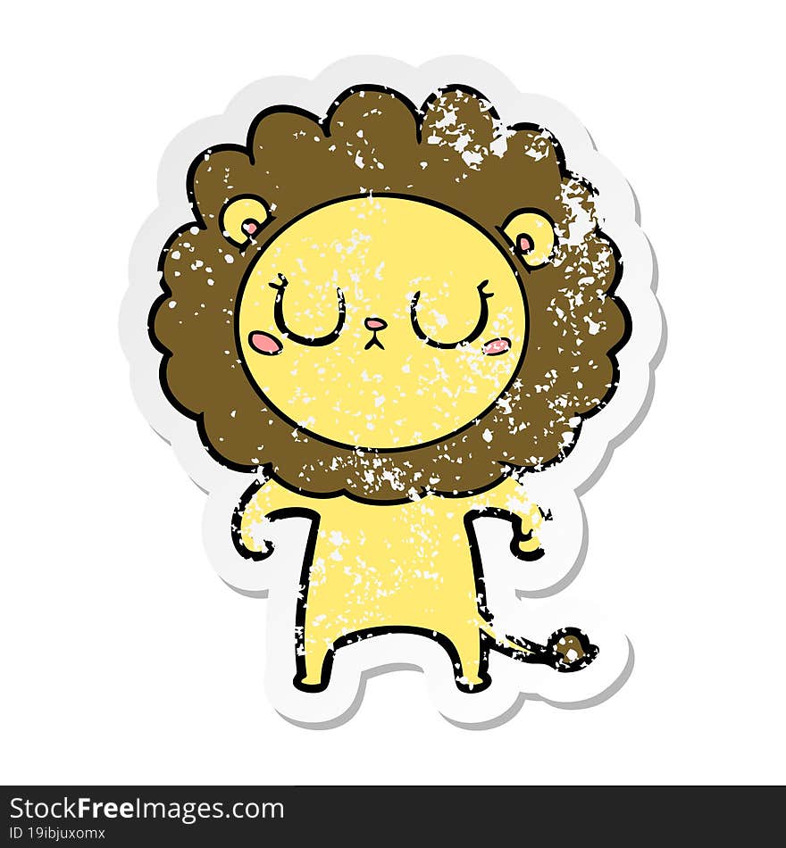 distressed sticker of a cartoon lion