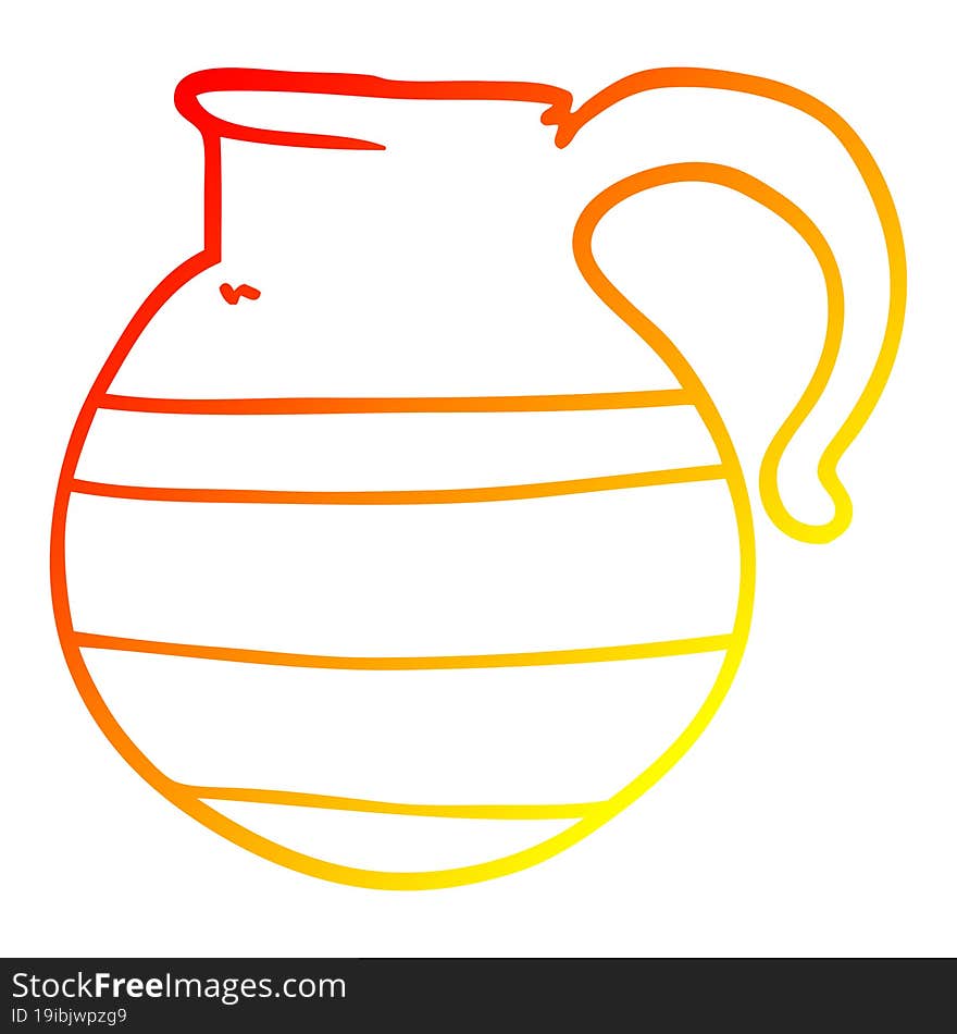 warm gradient line drawing of a cartoon jug