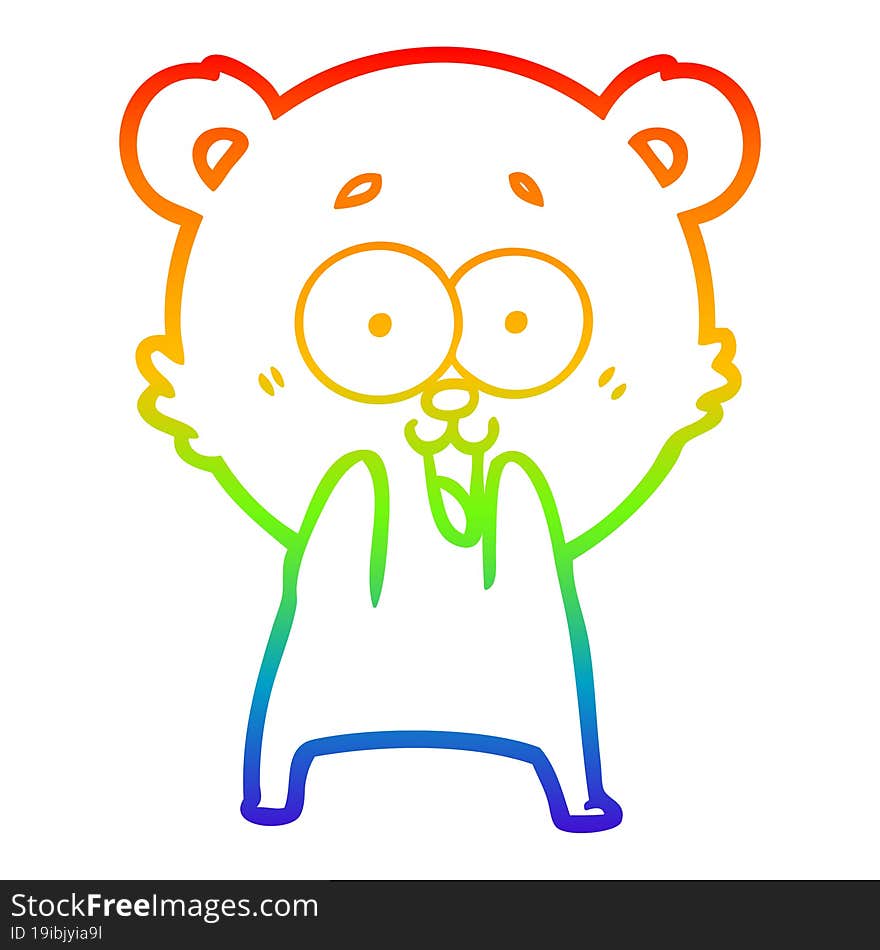 rainbow gradient line drawing excited teddy bear cartoon