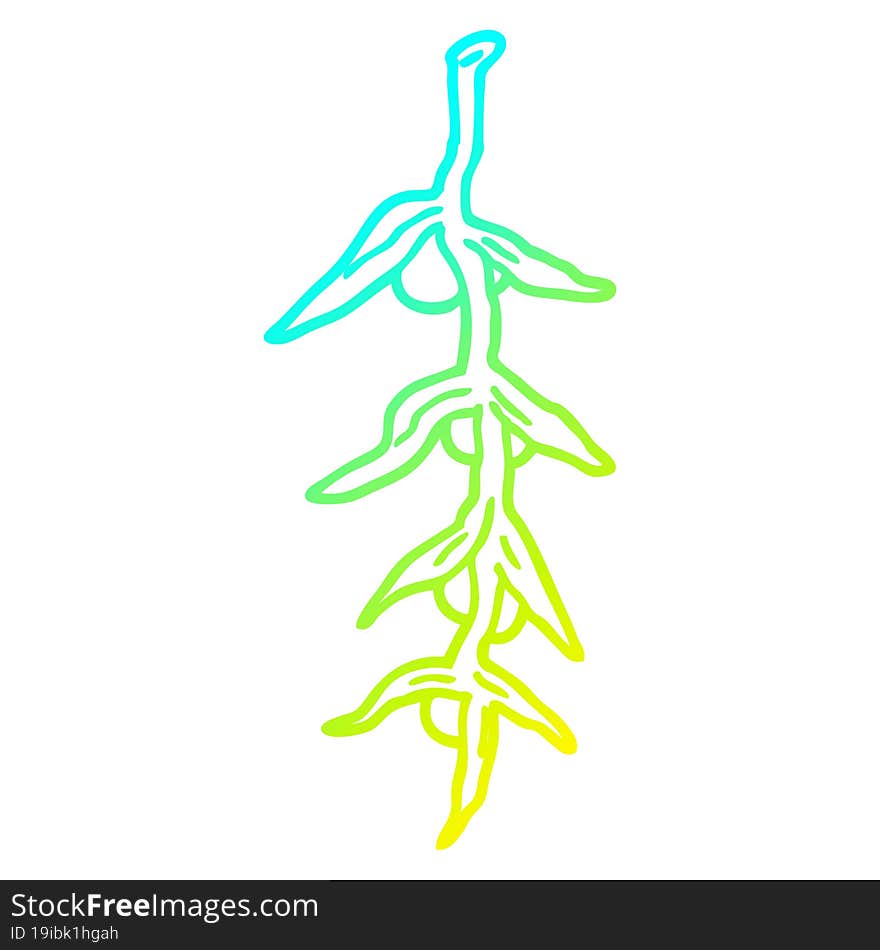 cold gradient line drawing cartoon plant