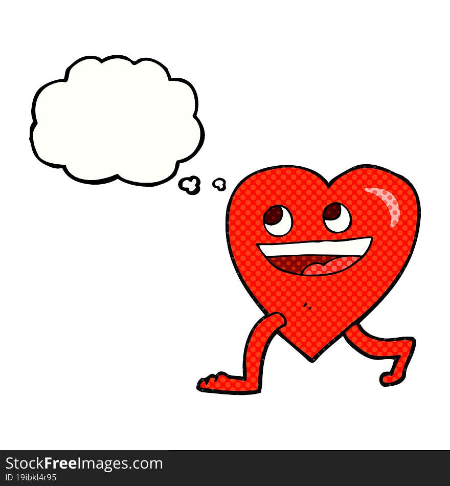 Thought Bubble Cartoon Walking Heart