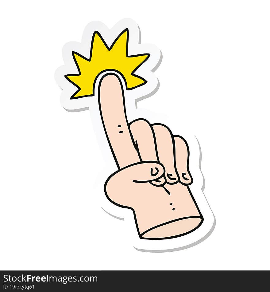 Sticker Of A Pointing Finger Quirky Hand Drawn Cartoon