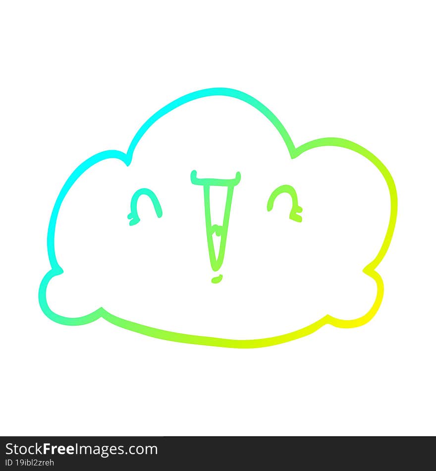 cold gradient line drawing cartoon cloud