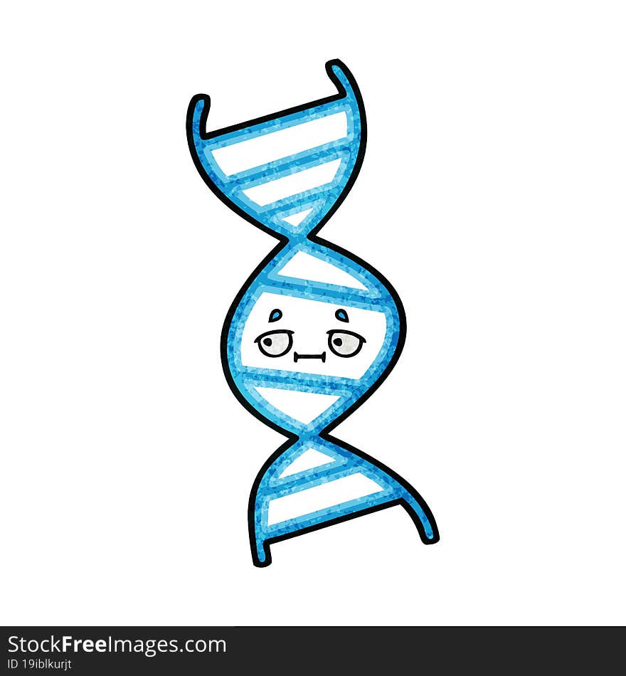 retro grunge texture cartoon DNA strand