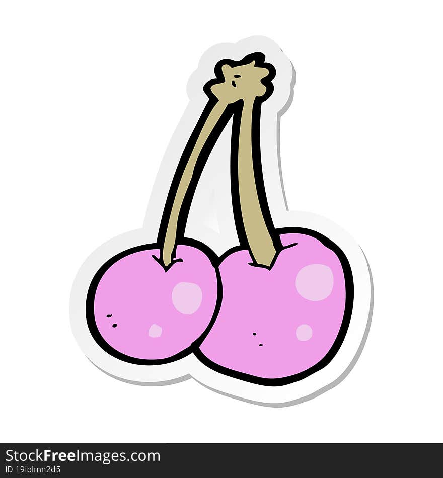 sticker of a cartoon pink cherries