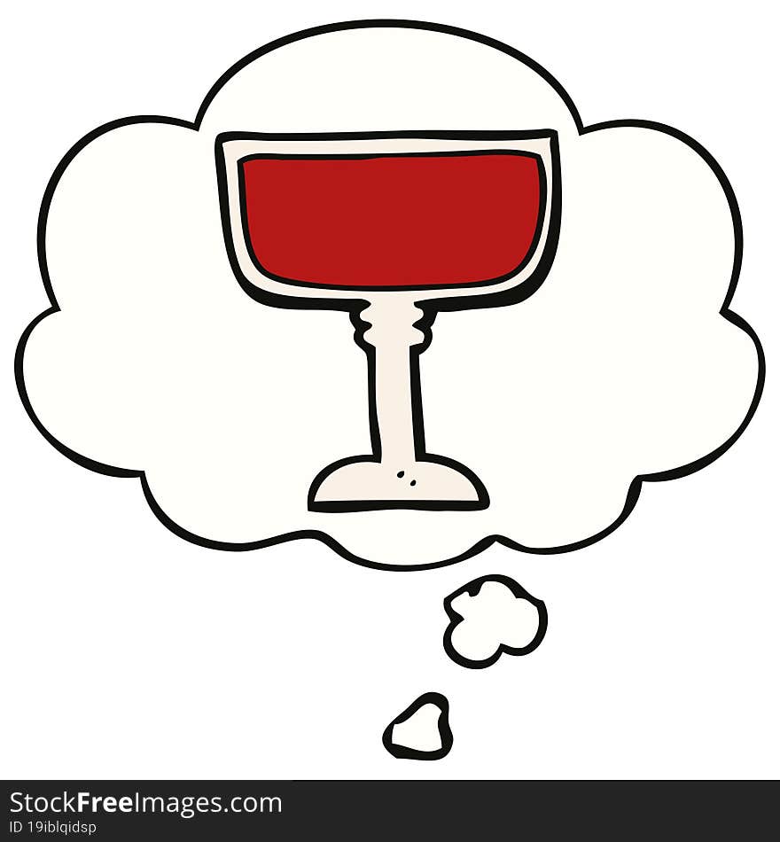 cartoon wine glass with thought bubble. cartoon wine glass with thought bubble