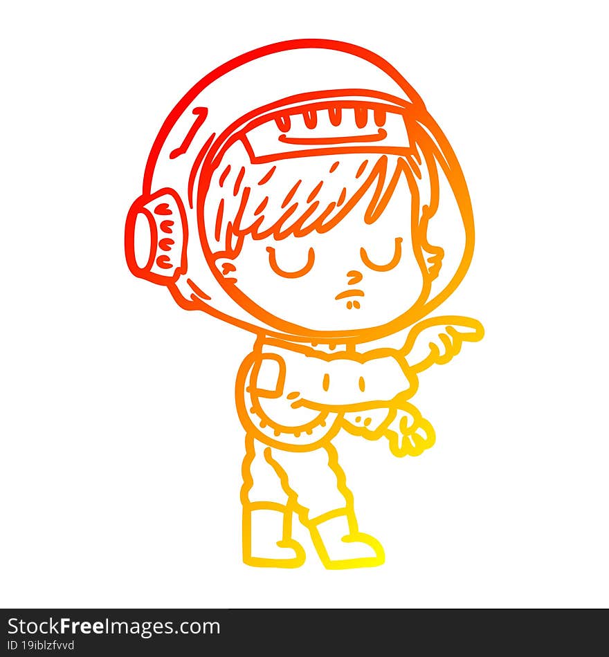 warm gradient line drawing of a cartoon astronaut woman