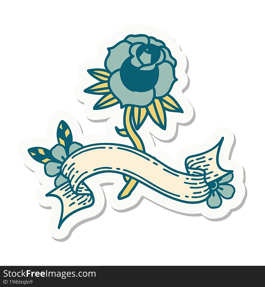 Tattoo Sticker With Banner Of A Rose