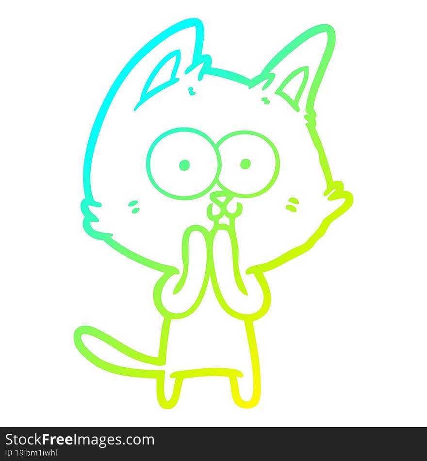 cold gradient line drawing funny cartoon cat