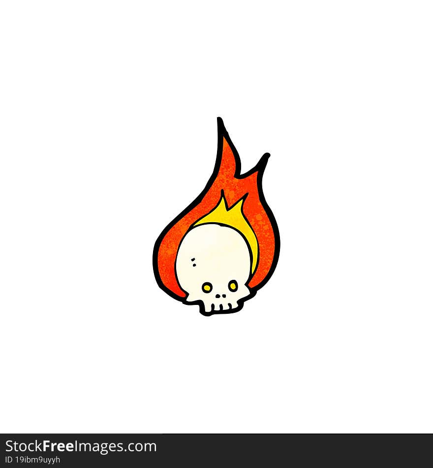 cartoon flaming skull