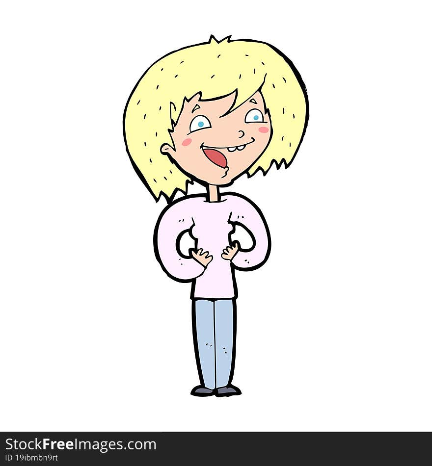 cartoon excited woman