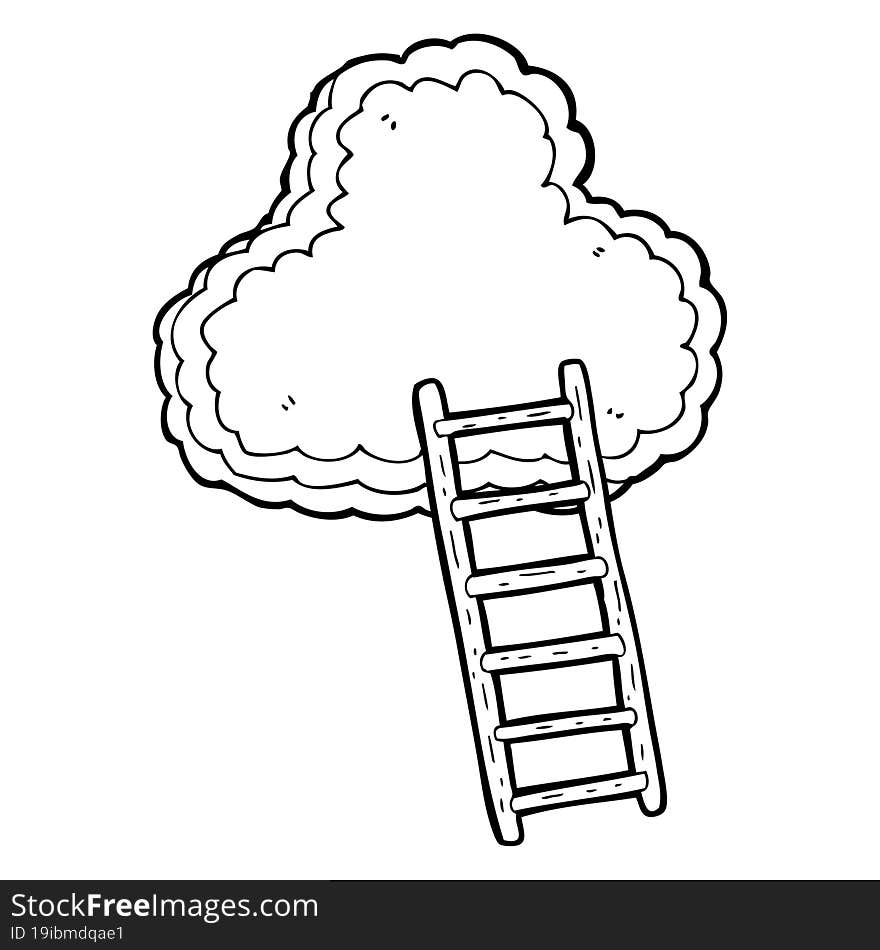 black and white cartoon ladder to heaven