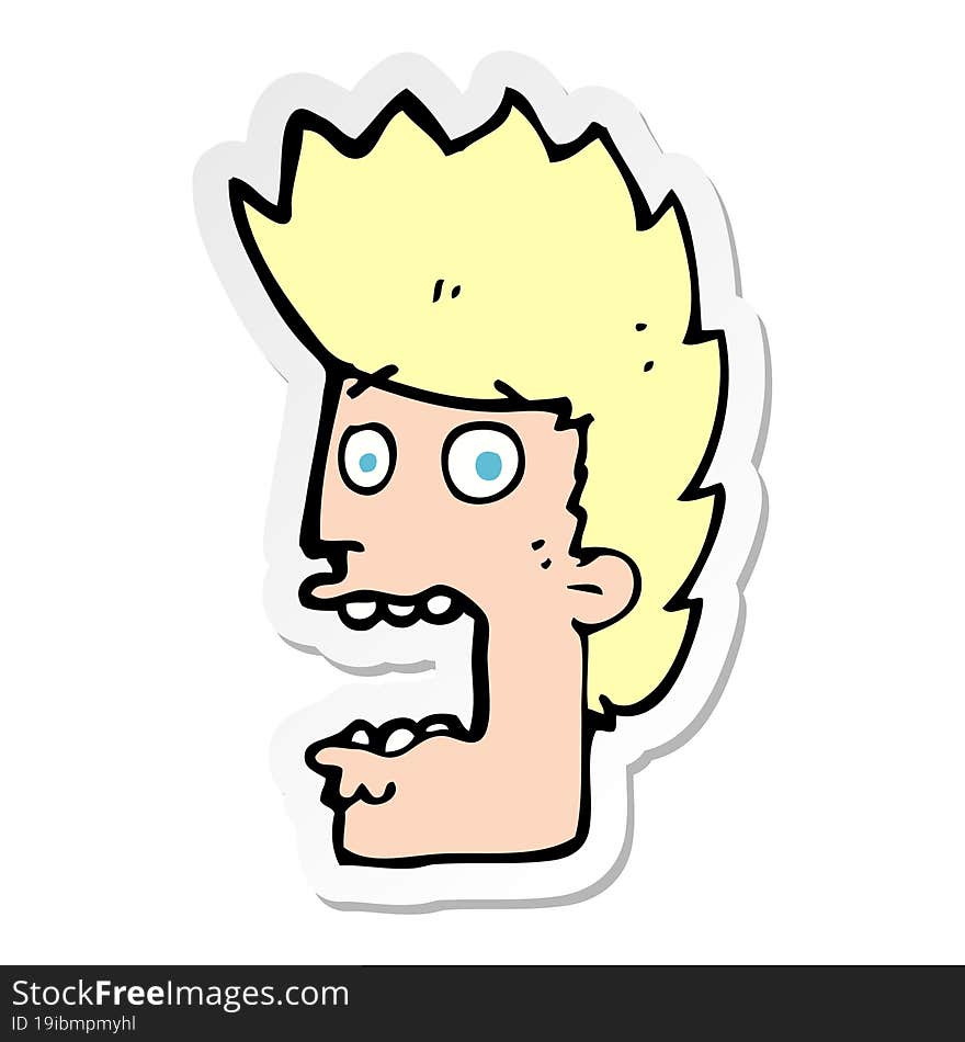 Sticker Of A Cartoon Terrified Man