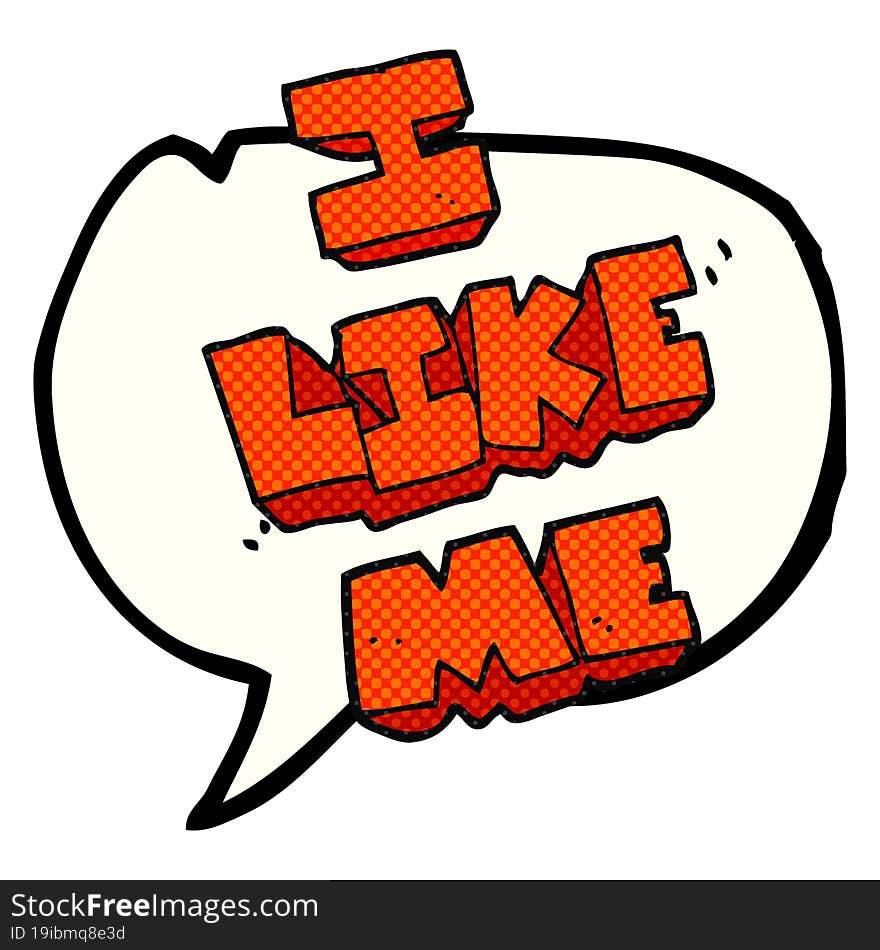 comic book speech bubble cartoon i like me symbol