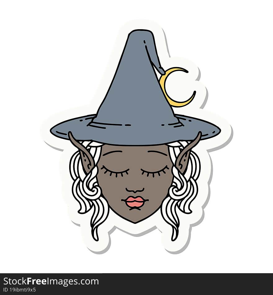 sticker of a elf mage character face. sticker of a elf mage character face