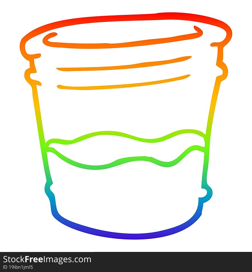 rainbow gradient line drawing of a cartoon glass of drink