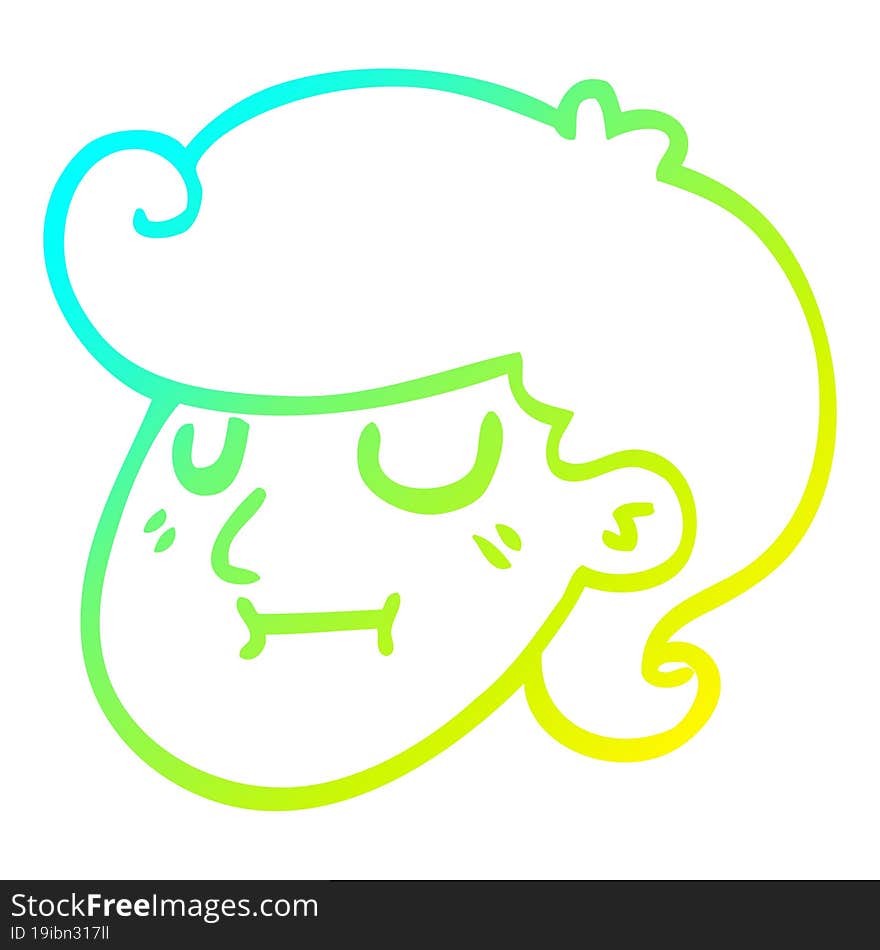 cold gradient line drawing of a cartoon girls face