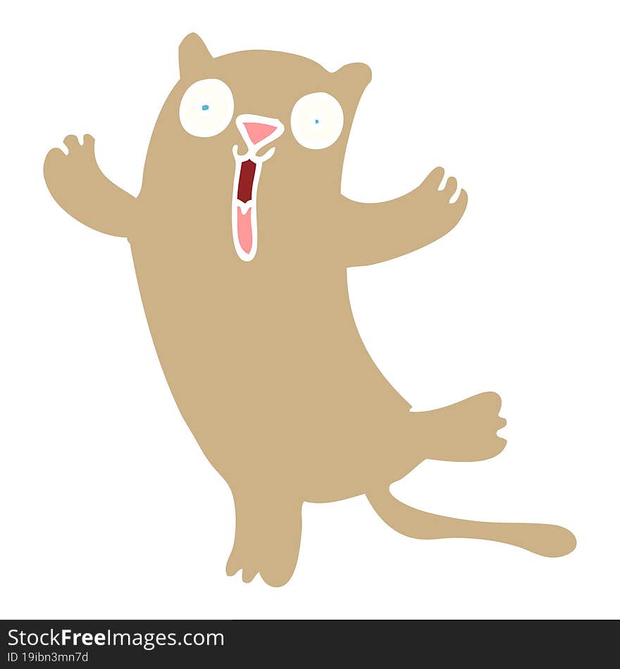 Flat Color Illustration Cartoon Happy Cat