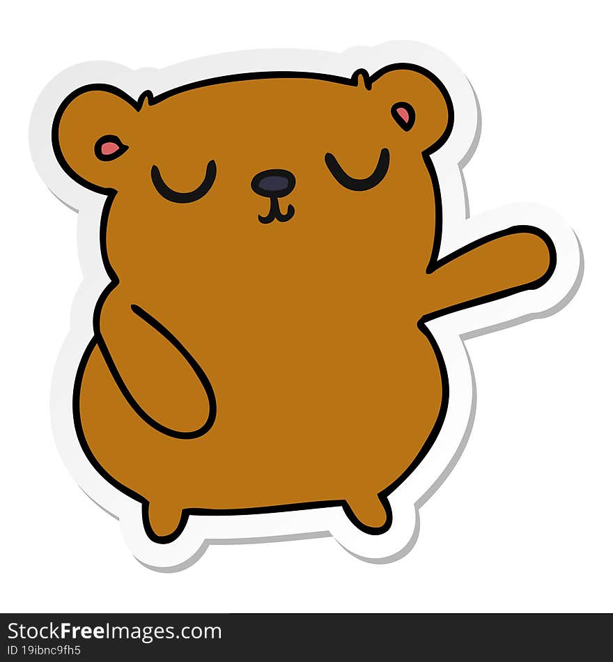 freehand drawn sticker cartoon of a cute bear