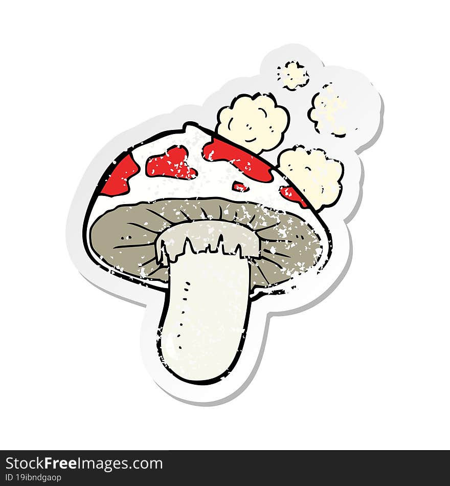 retro distressed sticker of a cartoon toadstool