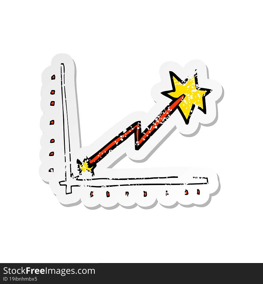 Retro Distressed Sticker Of A Cartoon Business Chart Doodle