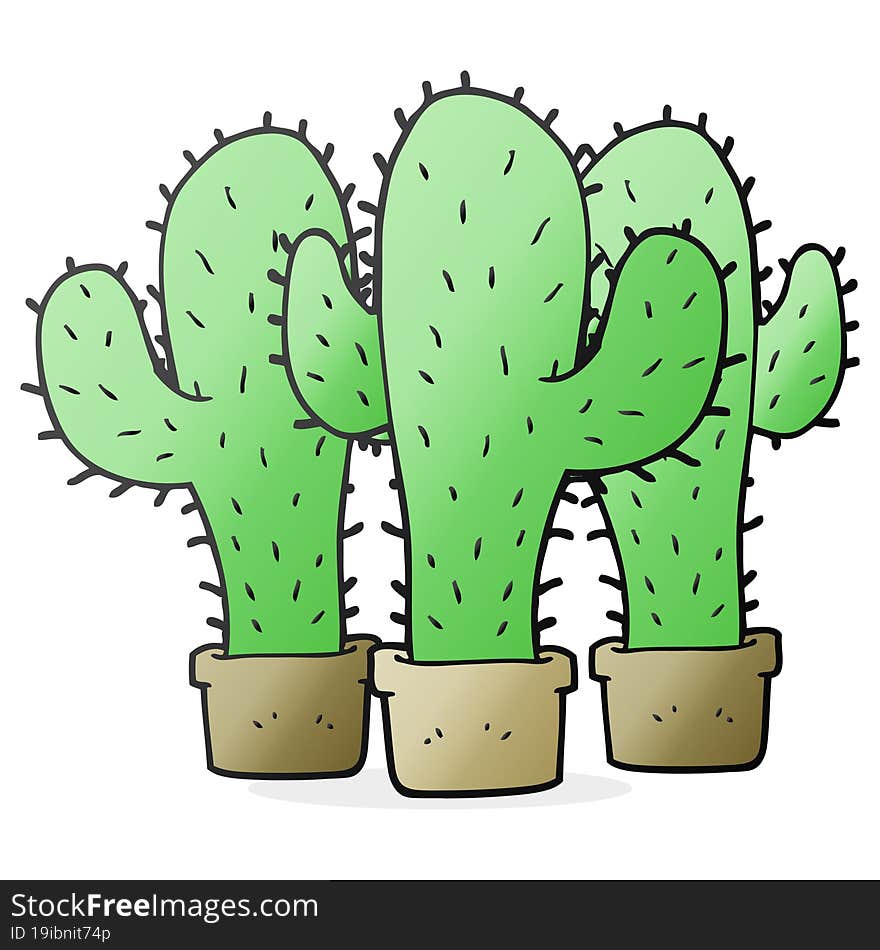 freehand drawn cartoon cactus