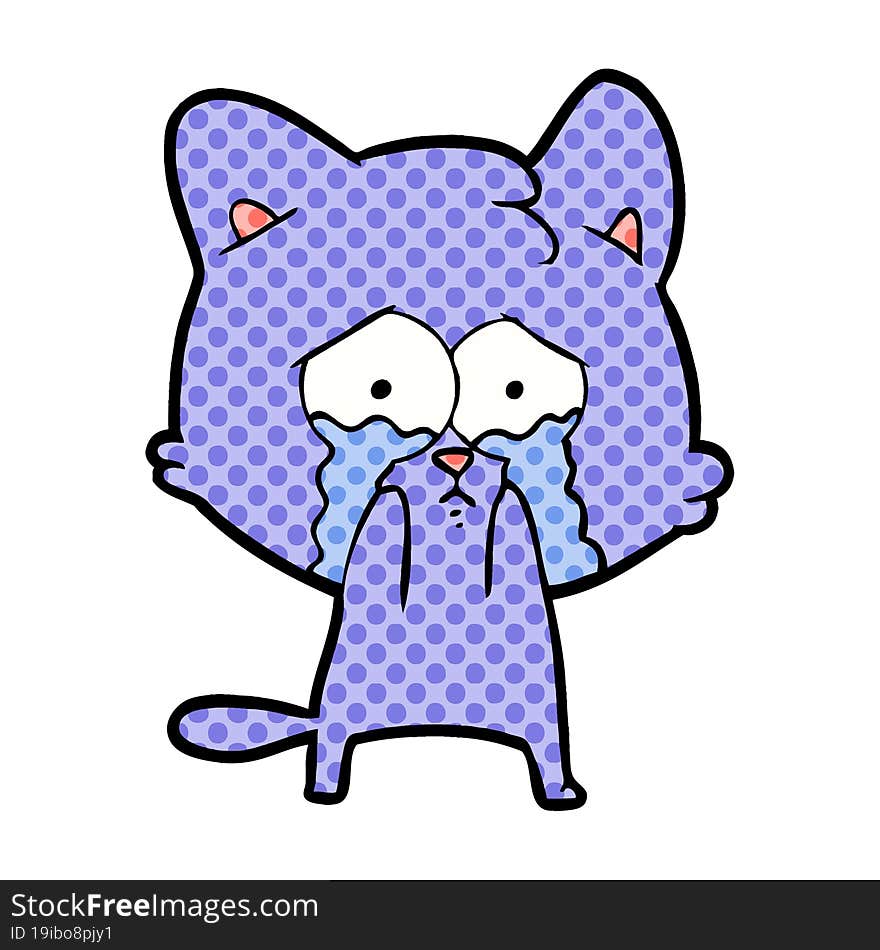 cartoon crying cat. cartoon crying cat