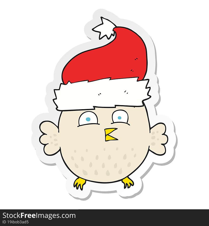 sticker of a cartoon owl wearing christmas hat