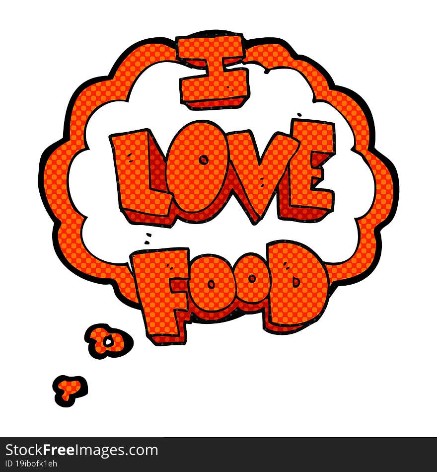 thought bubble cartoon I love food symbol