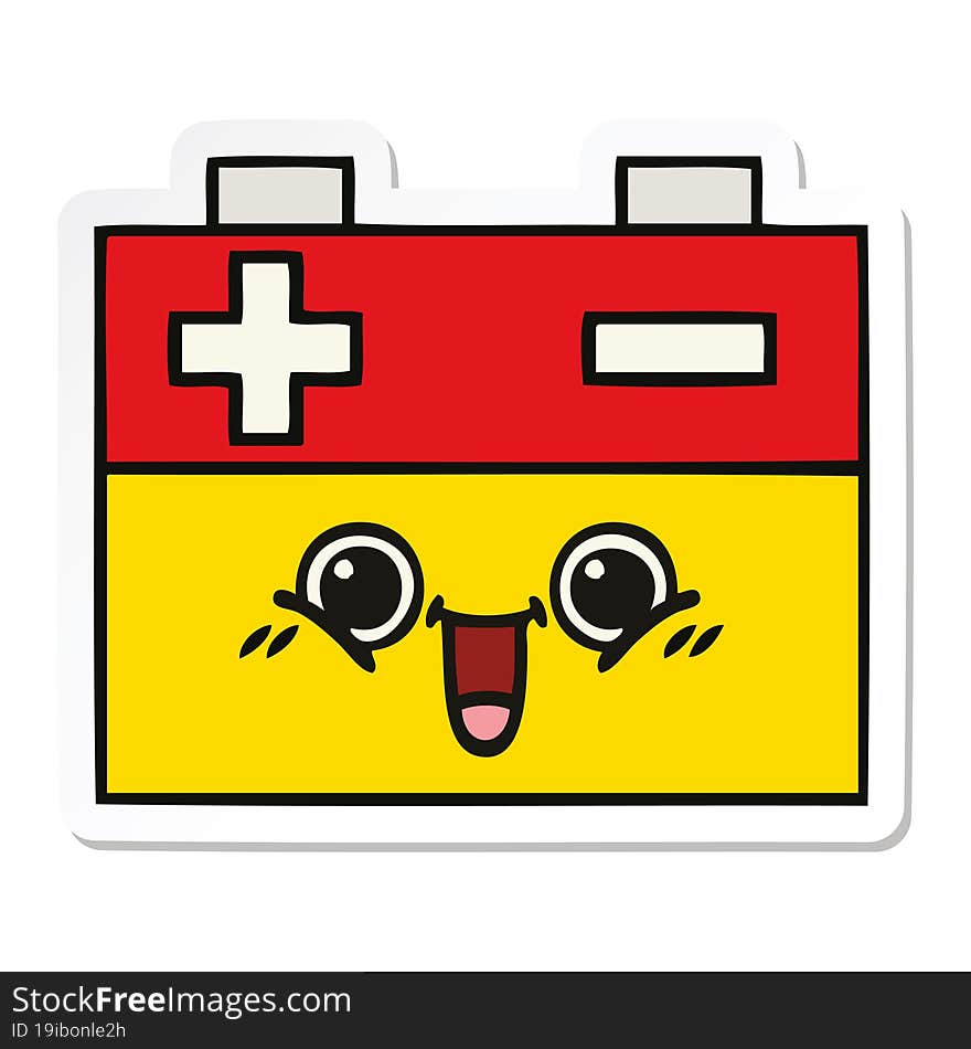 sticker of a cute cartoon car battery