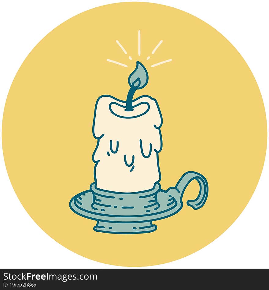 icon of tattoo style spooky melting candle