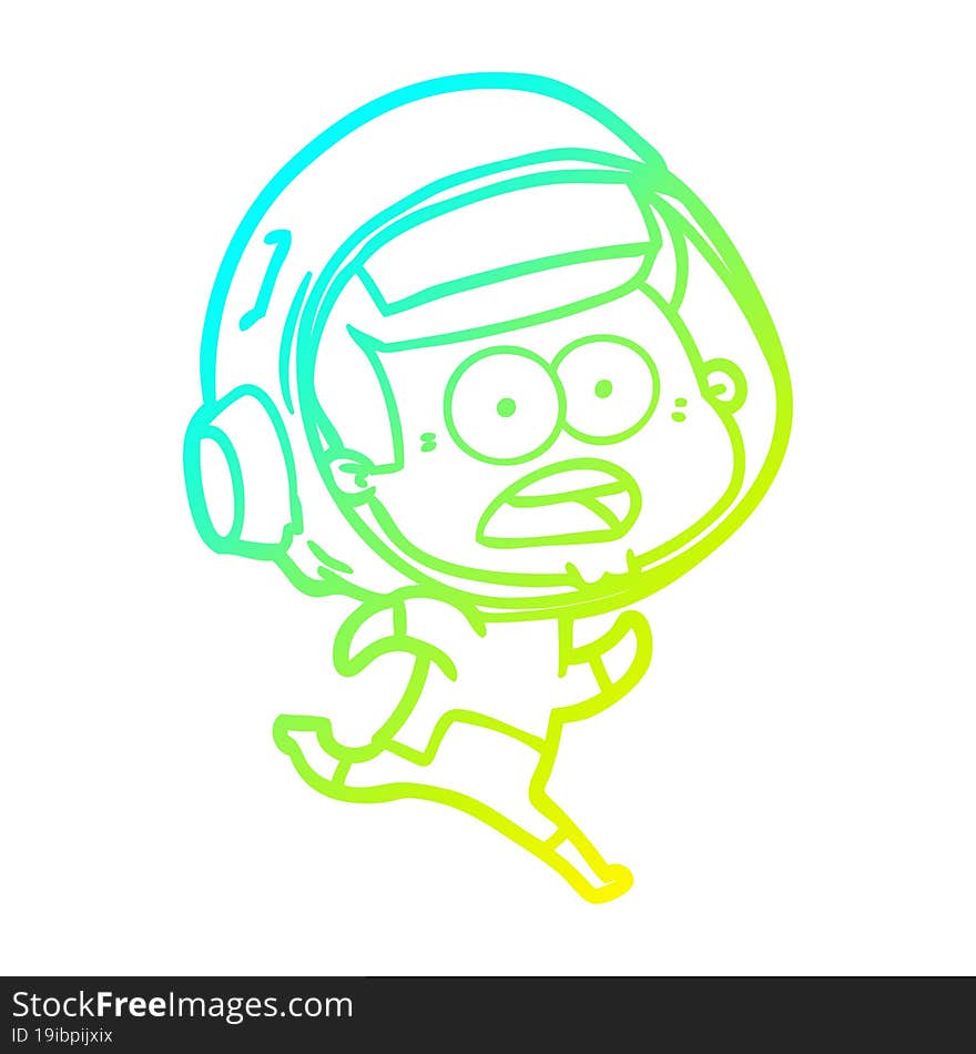 cold gradient line drawing cartoon surprised astronaut