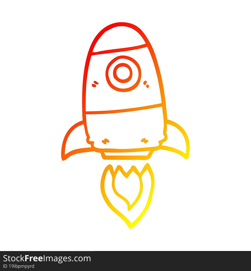 warm gradient line drawing cartoon space rocket