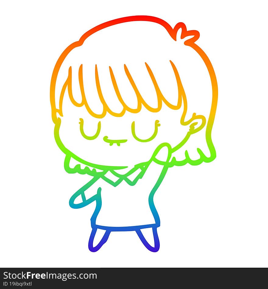 rainbow gradient line drawing of a cartoon woman